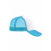MB070 5 Panel Polyester Mesh Cap - white/pacific - one size