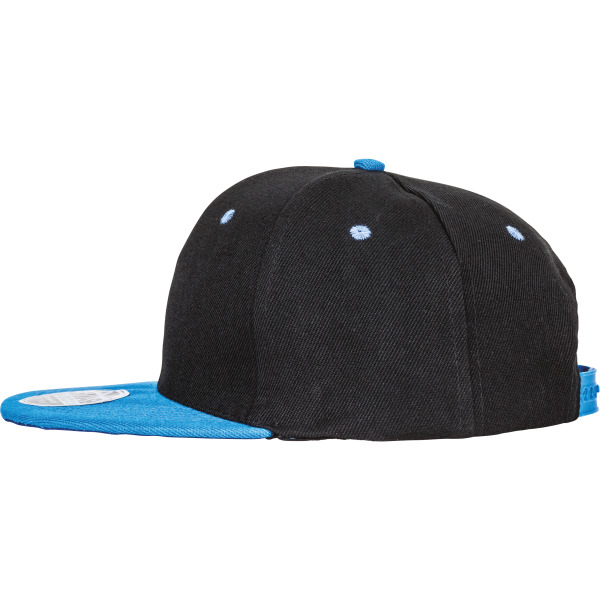 Bronx Original Flat Peak Snapback Dual Colour Cap Black / Azure One Size
