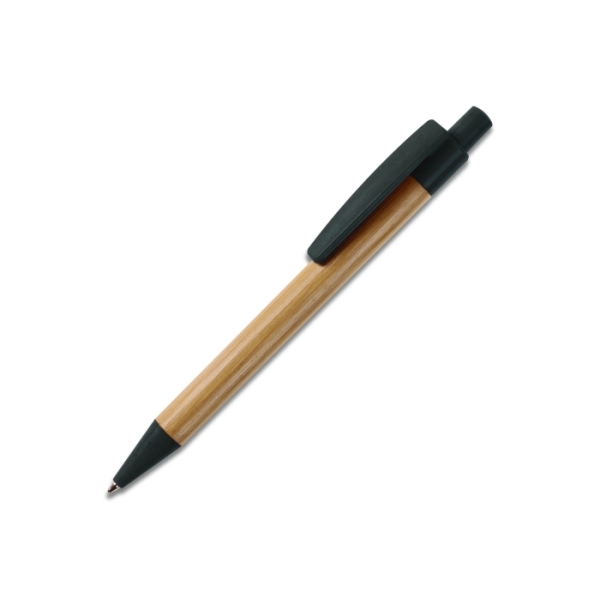 Ball pen bamboe met tarwestro - Zwart