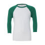 Unisex 3/4 Sleeve Baseball T-Shirt - White/Kelly Green - XS
