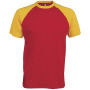 Baseball - Tweekleurig t-shirt Red / Yellow S