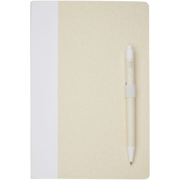 Dairy Dream A5 size reference recycled milk cartons notebook and ballpoint pen set - White