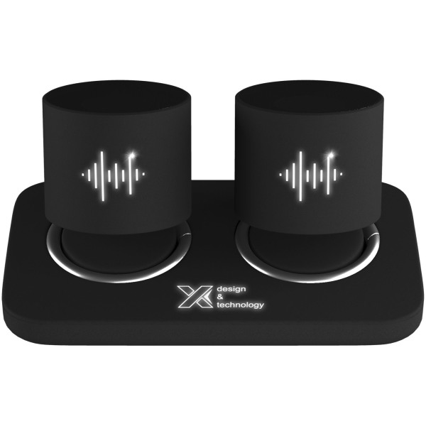 SCX.design S40 speaker stereo 2x3W met oplichtend logo - Zwart/Wit