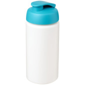 Baseline® Plus grip 500 ml sportflaska med uppfällbart lock - Vit/Aqua