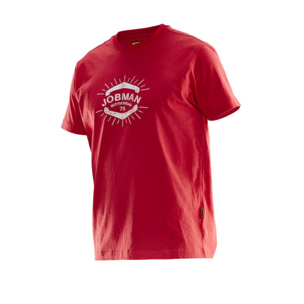 Jobman 5266 T-shirt beatnik print rood/wit xs