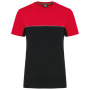 Ecologisch tweekleurig uniseks T-shirt met korte mouwen Black / Red XL
