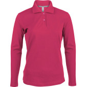 Damespolo lange mouwen Fuchsia 3XL