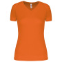 Dames sport-t-shirt V-hals Fluorescent Orange XXL