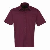 Short Sleeve Poplin Shirt, Aubergine, 19, Premier