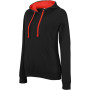 Damessweater met capuchon in contrasterende kleur Black / Red L