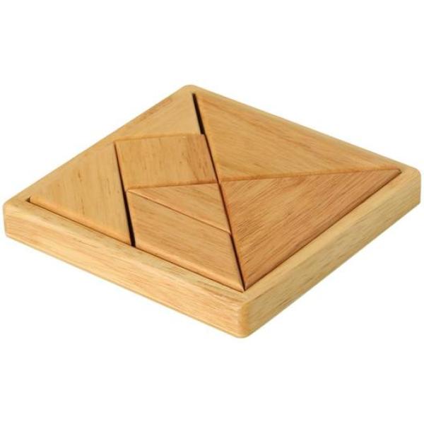 Vierkante tangram puzzel van hout