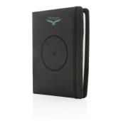 Air 5W rPET A5 notitieboek omslag met draadloos opladen, zwart