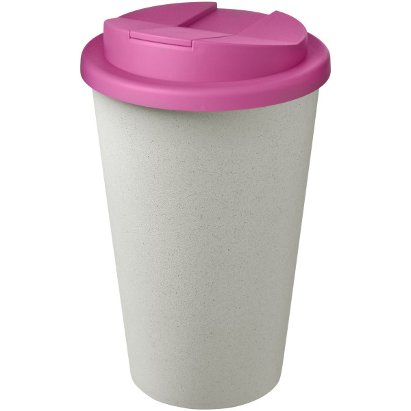 Americano® Eco 350 ml recycled tumbler with spill-proof lid - Pink/White