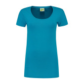 L&S T-shirt Crewneck cot/elast SS for her turquoise XXL
