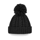 Cable Knit Melange Beanie - Black - One Size