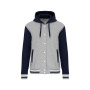 College jacket met capuchon unisex Oxford Grey / Navy / White XXL