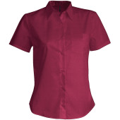 Overhemd in onderhoudsvriendelijk polykatoen-popeline korte mouwen dames Wine S