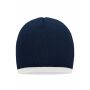 MB7584 Beanie with Contrasting Border - navy/white - one size