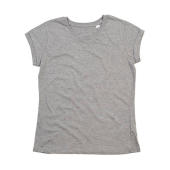 Women's Organic Roll Sleeve T - Heather Grey Melange - XS