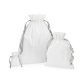 Cotton Gift Bag with Ribbon Drawstring - Soft White/Light Grey - S