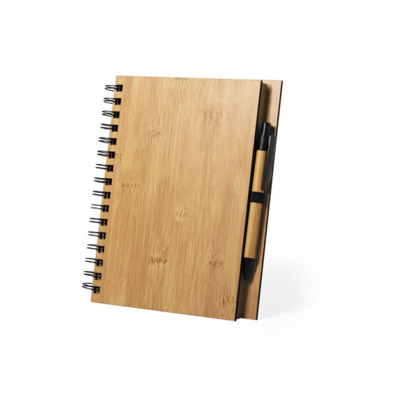 Bedrukt bamboe notitieboekje met pen