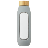 Tidan fles van 600 ml in borosilicaatglas met siliconen grip - Grijs