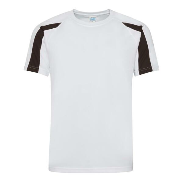 AWDis Cool Contrast Wicking T-Shirt, Arctic White/Jet Black, XXL, Just Cool