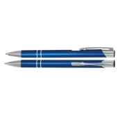 Aluminium balpen 2 chroom ringen blauw