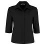 Ladies 3/4 Sleeve Tailored Continental Shirt, Black, 10, Kustom Kit