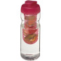 H2O Active® Base 650 ml sportfles en infuser met flipcapdeksel - Transparant/Roze
