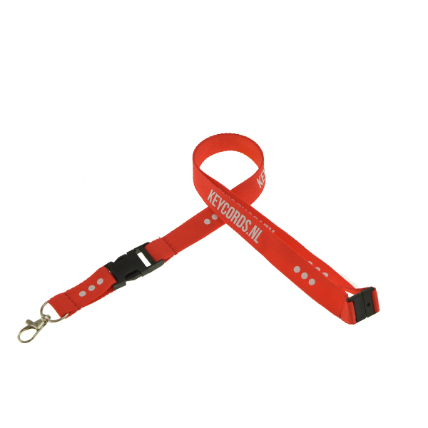 Keycord met buckle en safety clip - rood
