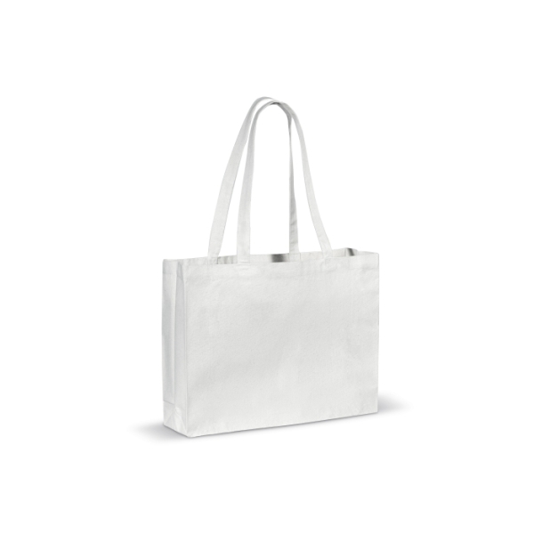 Recycled cotton bag with gusset 140g/m² 49x14x37cm - White