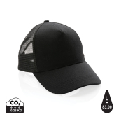 Impact AWARE™ 5 panel recycled katoenen truckercap, zwart