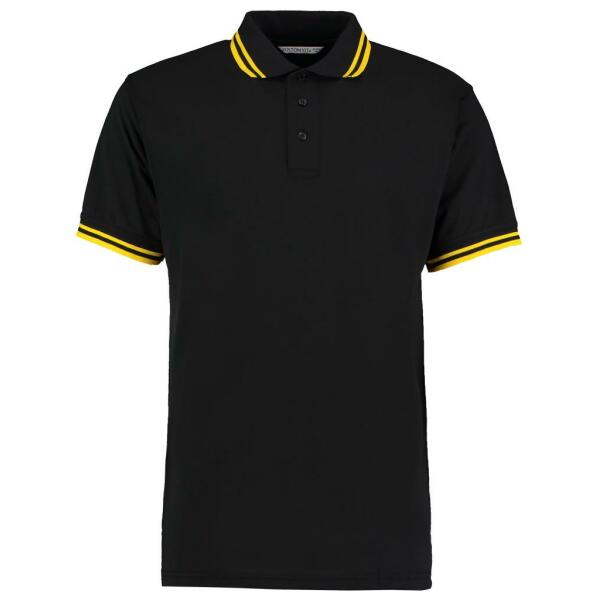 Contrast Tipped Poly/Cotton Piqué Polo Shirt, Black/Yellow, XXL, Kustom Kit