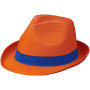 Trilby hoed met lint - Oranje/Blauw
