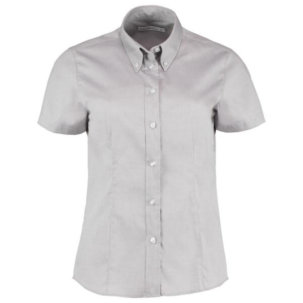Ladies Premium Short Sleeve Tailored Oxford Shirt, Silver, 8, Kustom Kit